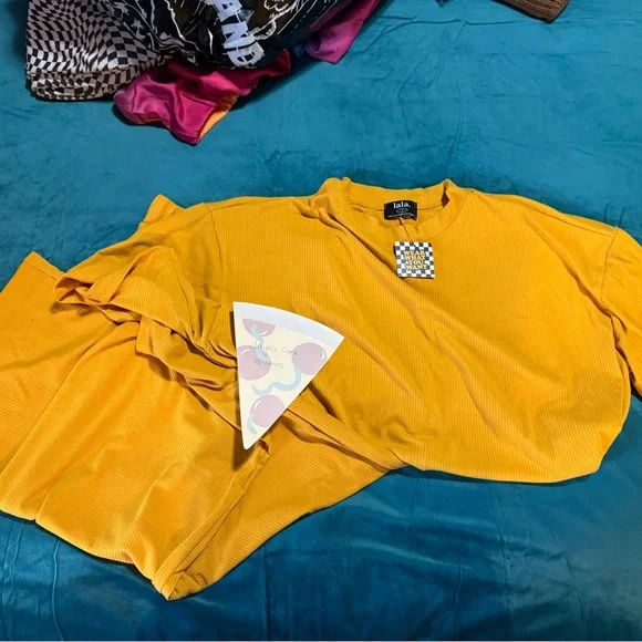 Lex Ribbed Playsuit in Golden Yellow Small NWT - Picture 2 of 2